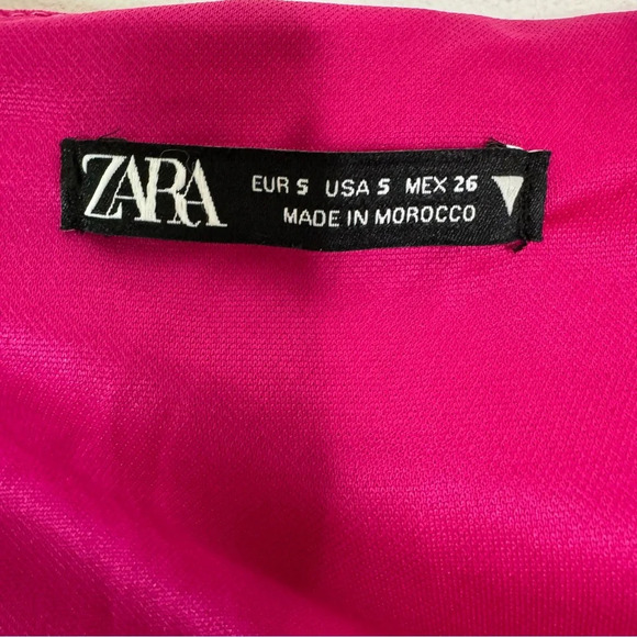 ZARA Pink Velvet Bodysuit Asymmetric Neck Long Sleeve Magenta Pink Size S - Picture 12 of 15